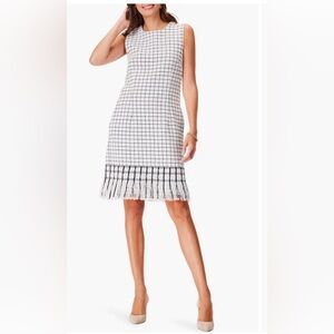 Nic+-Zoe Fringe Hem Shift Dress In Cream Multi Sleeveless Size XL